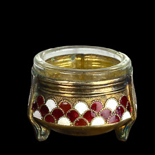 RUSSIAN GOLD METAL ENAMELLED SALT SHAKER WITH SIGNED AND NUMBERED GLASS GLASS GLASS GLASS