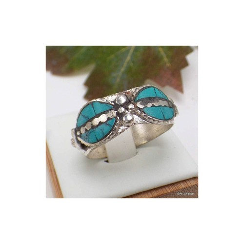 Bague tibétaine métal blanc