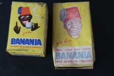 2 ANTIQUE MINIATURE BANANIA CARDBOARD BOXES Dummy & One Cup Dose