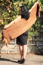 Echarpe Vison Tricot XL Fourrure Franges Étole des Deux Côtés Cape Manteau Miel