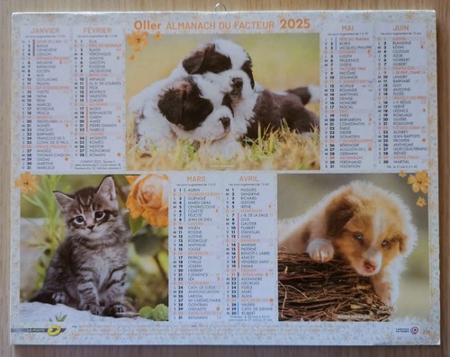 Calendrier poste 2025 - calendrier,