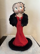 Betty boop 16" Statue in Red Gown and Black Fur 