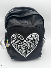 Kipling X Keith Haring Delia Women Handbag Black White Heart Pocket Backpack Bag