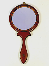 SMALL ANTIQUE MAHOGANY HAND FACE MIRROR MAGNIFYING MIRROR 19TH CENTURY