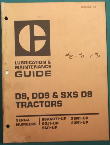 Cat caterpillar dd9 - dd9, manuel