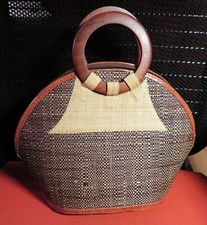 SAC à MAIN VINTAGE années 70 RAPHIA & RABANE CUIR  GOLD LUIGI SCIORIO ?