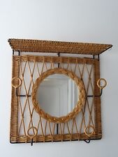 ancien porte manteau osier rotin miroir JACQUES ADNET rattan cloth hanger design