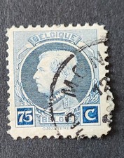 TIMBRE BELGIQUE BELGIE 1922 ROI ALBERT I BLEU 75