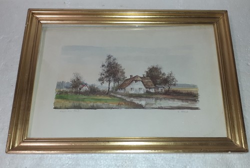 Aquarelle encadree lieu - aquarelle,