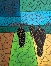 Artiste B . JOST acrylique carton encollé  2025 30 x 24 ref Artmajeur côté AKOUN