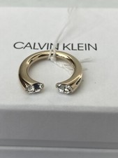 CALVIN KLEIN Gold Tone Crystal Brill Ring Size “M -N or US 7”.