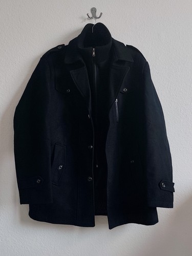 Manteau noir col - , montant