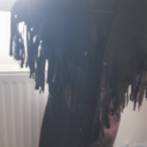 Robe cuir noir franges - cuir, à