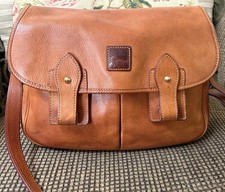 Dooney Bourke Brown Florentine Vacchetta Leather Saddle Messenger Shoulder Bag