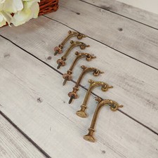 2x Antique Solid Bronze Hooks for Curtains & Other Art Nouveau Kisses