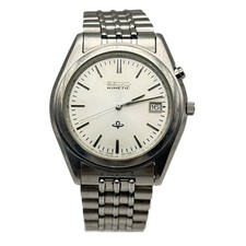 Seiko Kinetic 5M42-0N30 Stainless Steel Date Watch Running Need Service Japan SG
