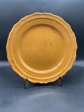 Ceramic Round Dish Scalloped Edges Mustard Yellow
