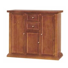 Commode Dressoir Art Pauvre 3 Portes 2 Tiroirs Noyer Sombre Classique (392)