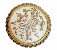 Broche Vintage Laiton Nacre