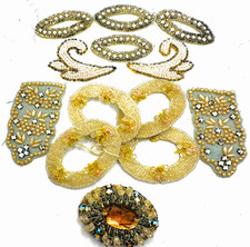 Lot 13 Antique Art Deco Beaded Appliques + Passementerie BEJEWELED Fab!