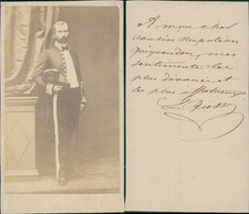 Polytechnicien tenant son bicorne Vintage cdv albumen print.A mon cher cousin 