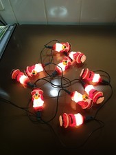  Ancienne guirlande électrique Lumineuse Déco Sapin Noël 10 Lampes Père Noël 