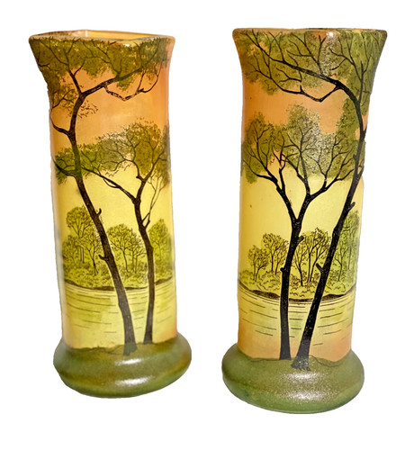 Paire vases émaillés - paire,