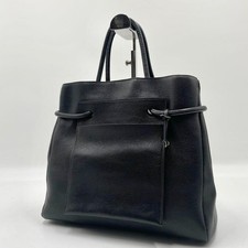 DELVAUX Sepia D Charm Formal Large Leather Dark Grey Tote Handbag From Japan