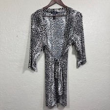 Rene Rofe Sleepwear Robe Large Kimono Leopard Animal Print Belted Soft MAR564347