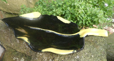 Vallauris Ceramic Large Fruit Cup Banana Leaf Black & Yellow Enamel
