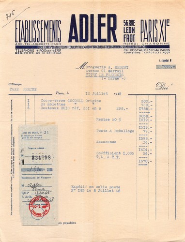 1948 ets adler paris - ets,