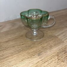 Petite Tasse Sur Pied En Cristal Verre A Liqueur? Coloré Vert Liseré Doré