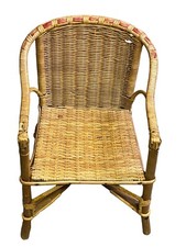 ANCIENNE CHAISE DE POUPÉE ENFANT JARDIN EN OSIER CAMPING PÊCHE TABLE