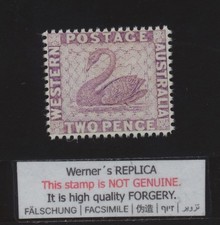 FORGERY - Werner's REPLICA - Western Australia, 1865, 2p Lilac, Color of Error