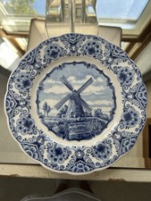 Vtg Delfts Handwerk Windmill Plate Wall Decor Hanging Holland 9”