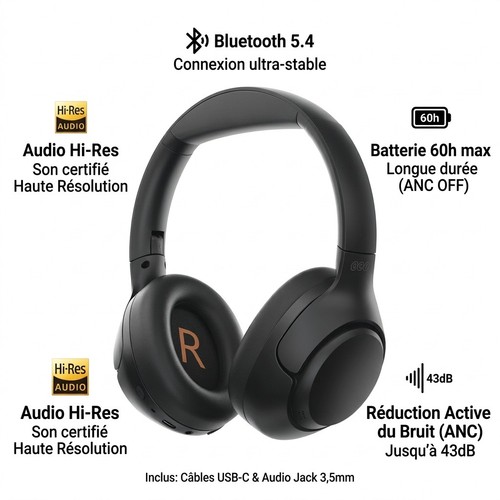 Casque sans fil qcy - fil, anc
