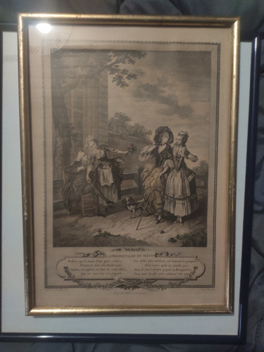 Ancienne gravure promenade - ancienne,