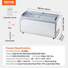 VEVOR 460L Vitrine À Glaçons