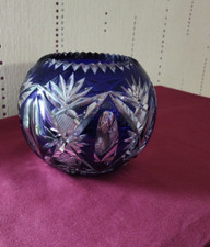 large crystal ball vase of Saint Louis blue Ø 17 cm signed
