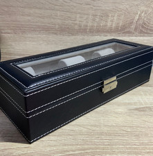 COFFRET RANGEMENT MONTRE NOIRE 6 EMPLACEMENTS AVEC CLEF