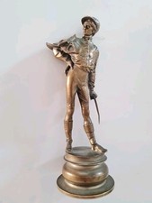 STATUE BRONZE ARGENTÉ JOCKEY