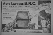 1921 PRESS ADVERTISEMENT CAR WASHING MACHINE B.R.C. LAUNDRY WASHING MACHINE