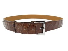 CEINTURE HERMES BOUCLE ACIER PALLADIE CUIR DE CROCODILE POROSUS T88 BELT 3800€