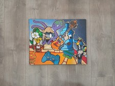 Tableau sur Toile Street Art Monopoly Graphiti Technique Mixte Gamer Pop Culture