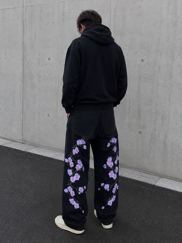 Jean baggy noir wide leg - noir,