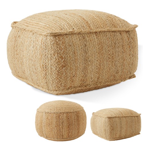 Jute braided pouf - braided, pouf,