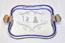 Murano crystal mirror tray, Galante scene decor, Barovier and Toso? Ca 1950