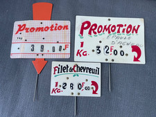 Lot 3 Anc étiquetteS prix Francs gibier commerce boucherie vintage promotion
