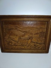 Tableau panneau mural effet bois Sculpté Vosges schlittage Ferme bois