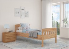 Lit simple en hêtre massif, très stable 100x200 cm, accessoires sélectionnables